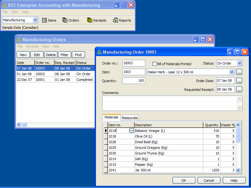 BS1 Enterprise with Manufacturing Screenshot